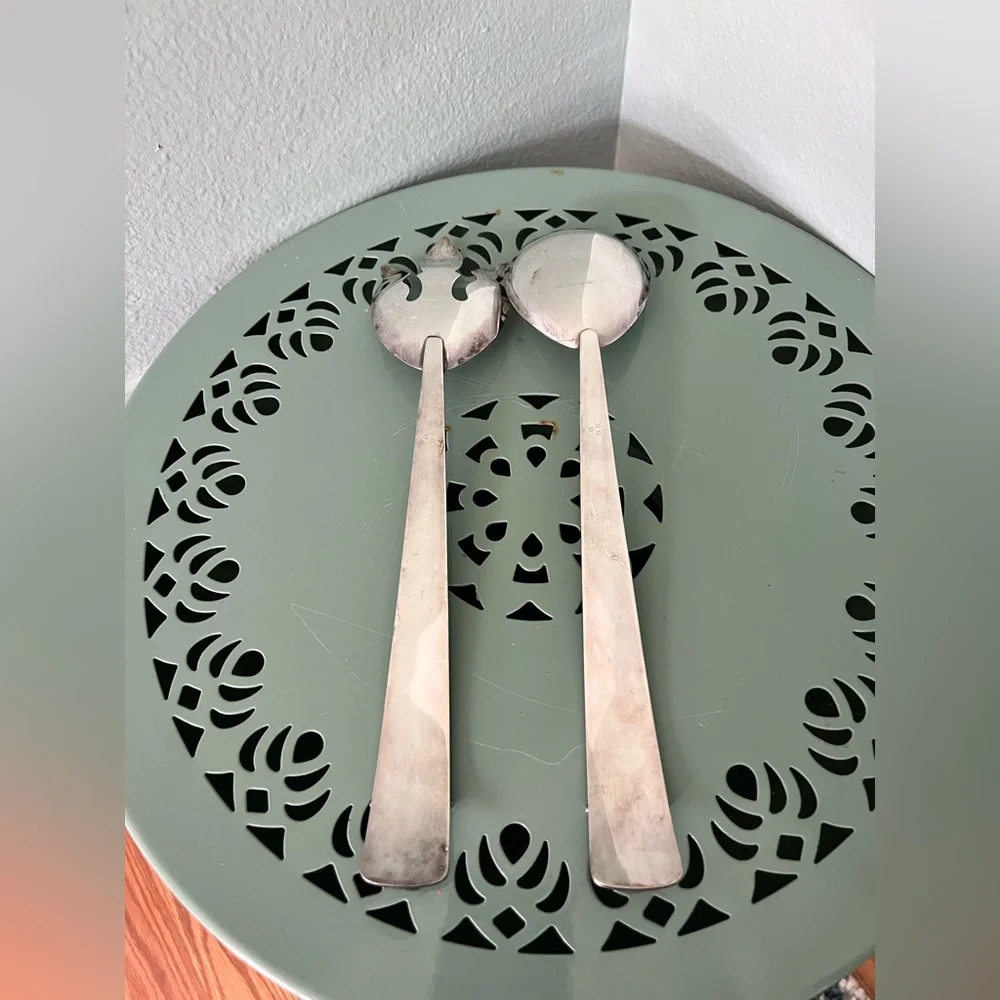 Ingrid Silverplate Royal Hickman Crown Hallmark Salad Serving Set  Fork Spoon